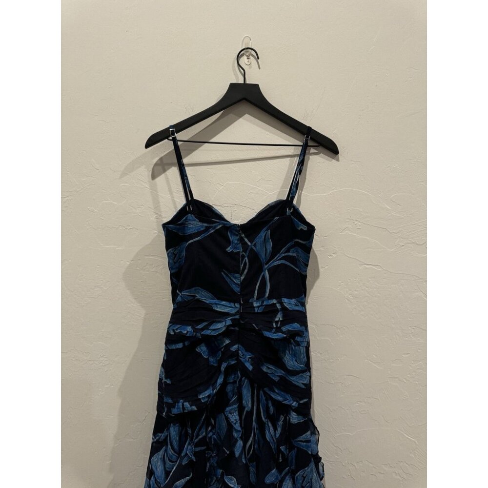 PatBO Nightflower Bustier Floral Indigo Blue Ruffle Maxi Dress Size 6 $1100 - Picture 11 of 12